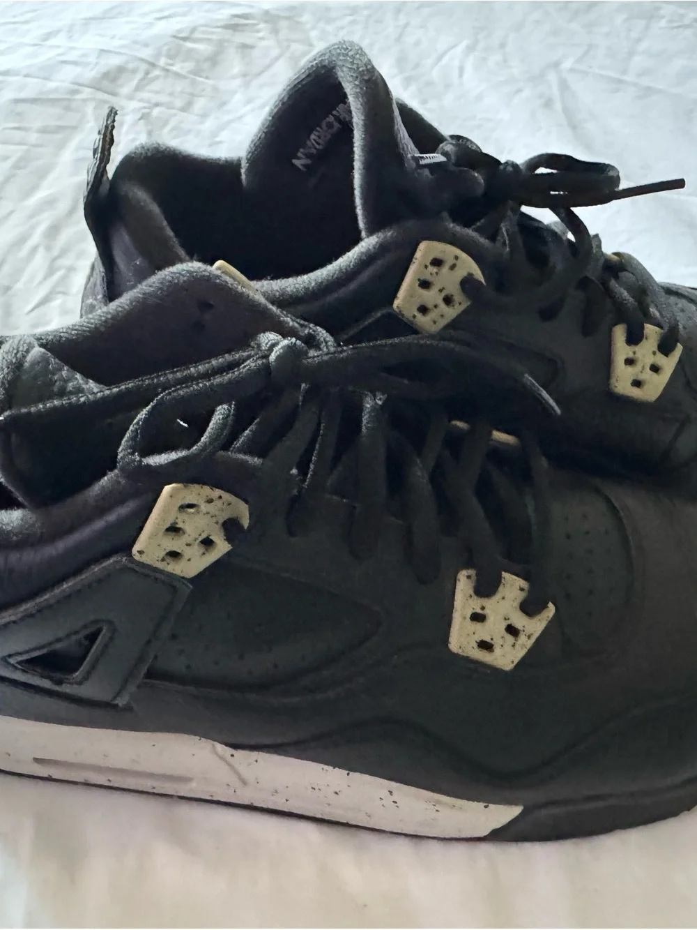 Jordan Men's Youth Black Leather High-Top Sneakers with White Jumpman